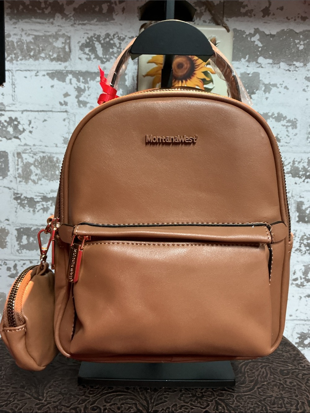 Montana West Brown Backpack Purse with Gold Accents